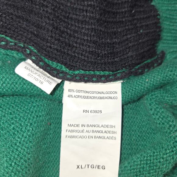 Ugly Christmas Sweater XL Pug Puppy Dog Santa hat Green Striped Holiday Funny - Picture 10 of 11